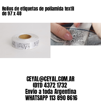 Rollos de etiquetas de poliamida textil de 97 x 48