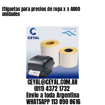 Etiquetas para precios de ropa x x 4000 unidades