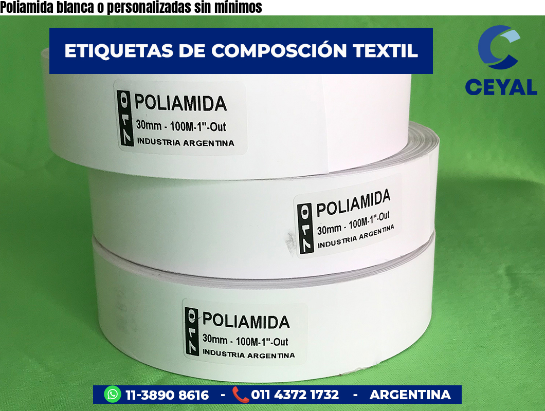 Poliamida blanca o personalizadas sin mínimos