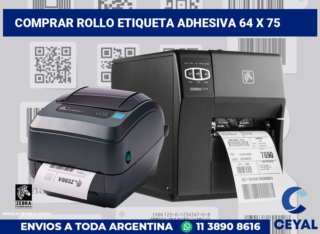 Comprar rollo etiqueta adhesiva 64 x 75