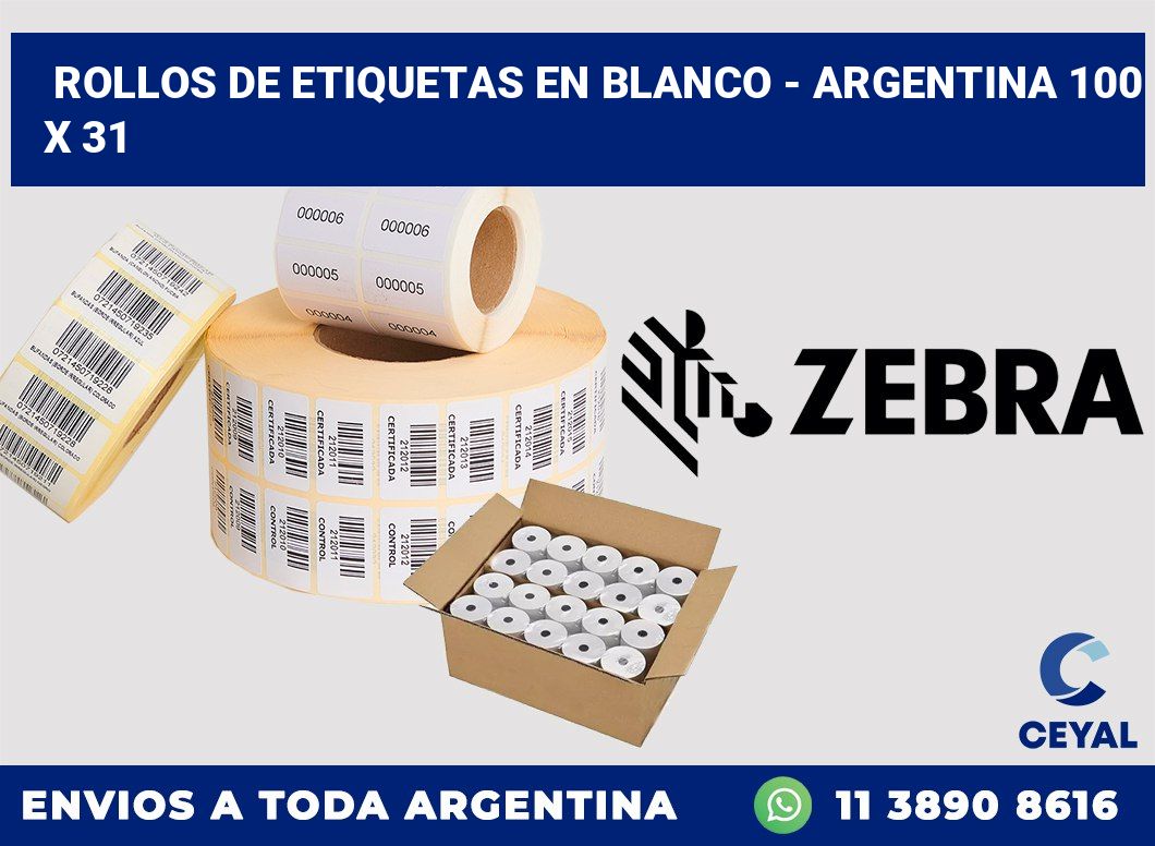 Rollos de etiquetas en blanco - Argentina 100 x 31