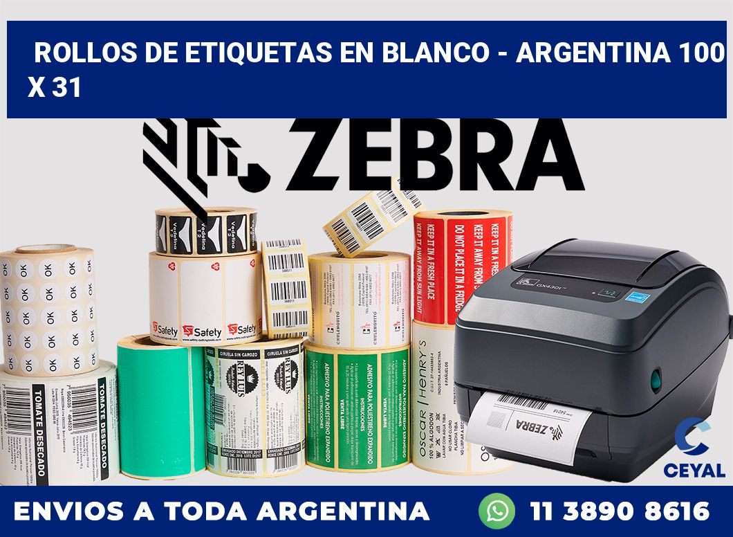 Rollos de etiquetas en blanco – Argentina 100 x 31