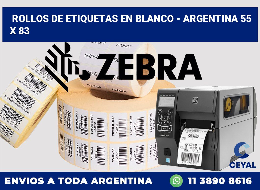 Rollos de etiquetas en blanco – Argentina 55 x 83