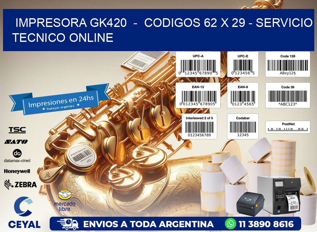 IMPRESORA GK420  -  CODIGOS 62 x 29 - SERVICIO TECNICO ONLINE