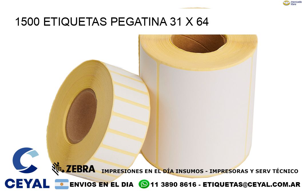 1500 ETIQUETAS PEGATINA 31 x 64