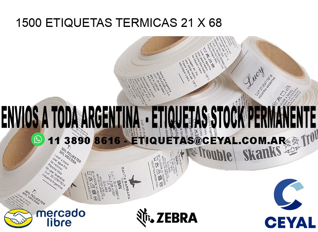 1500 ETIQUETAS TERMICAS 21 x 68