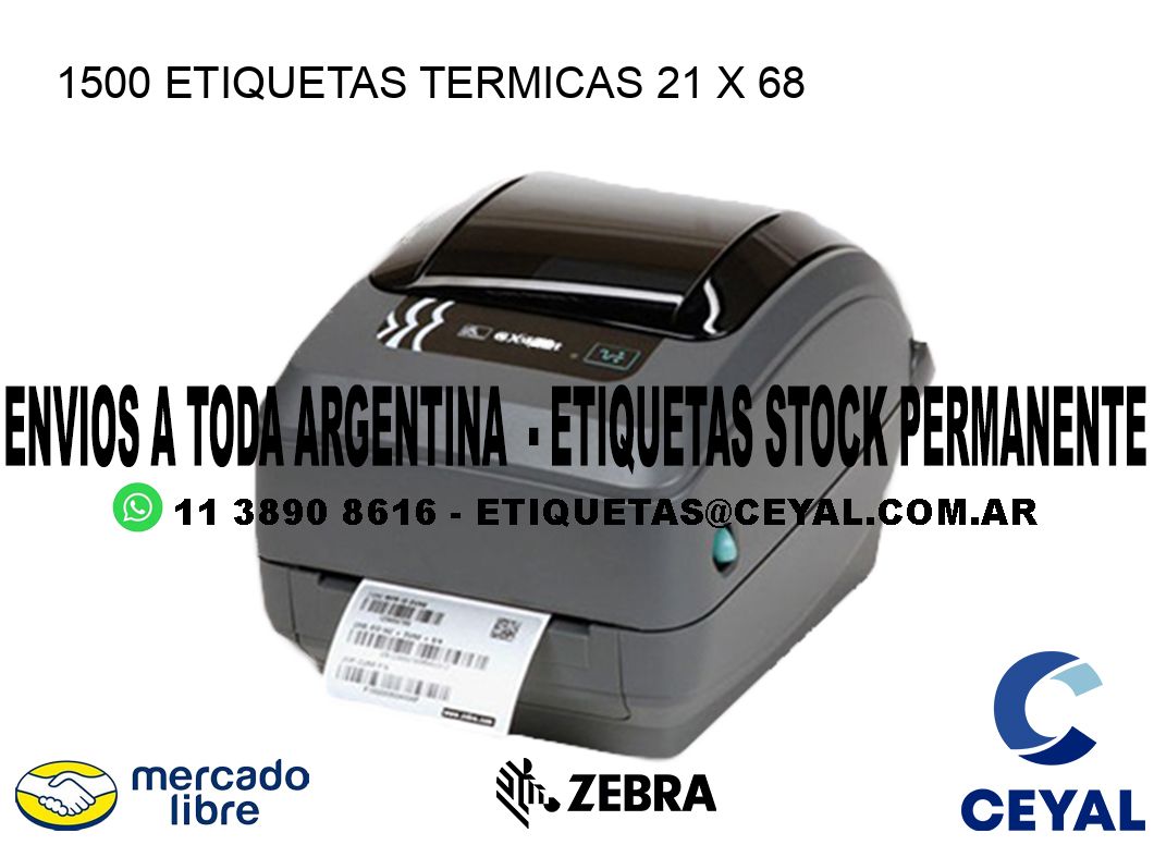 1500 ETIQUETAS TERMICAS 21 x 68