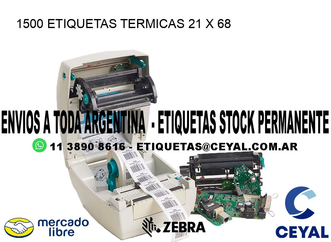 1500 ETIQUETAS TERMICAS 21 x 68