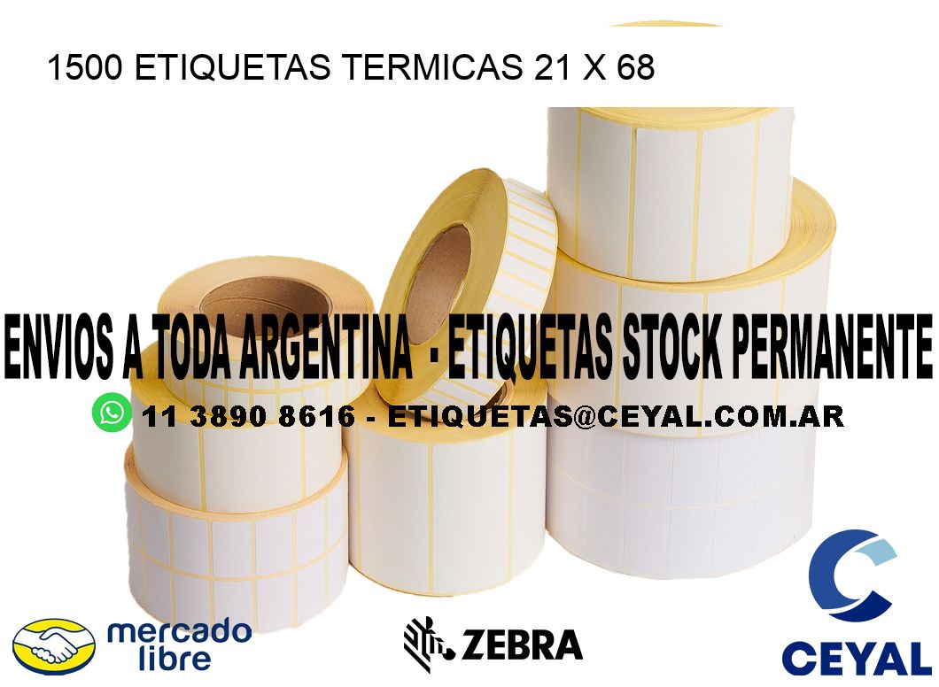 1500 ETIQUETAS TERMICAS 21 x 68