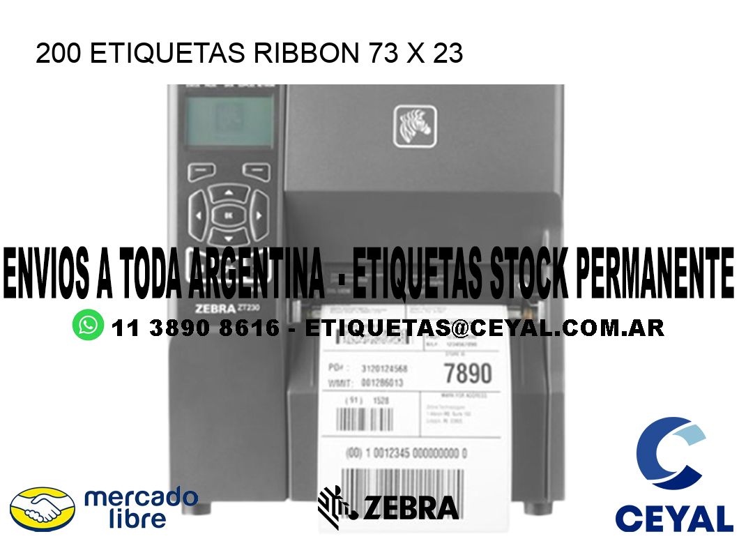 200 ETIQUETAS RIBBON 73 x 23