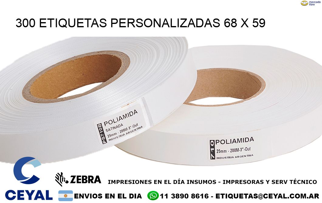 300 ETIQUETAS PERSONALIZADAS 68 x 59