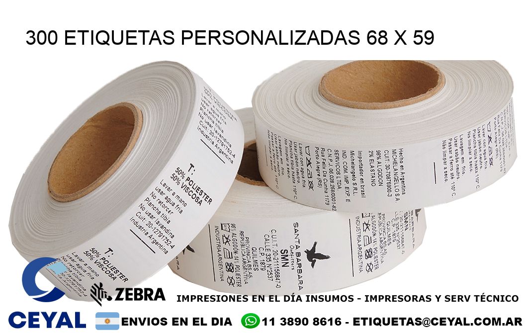 300 ETIQUETAS PERSONALIZADAS 68 x 59