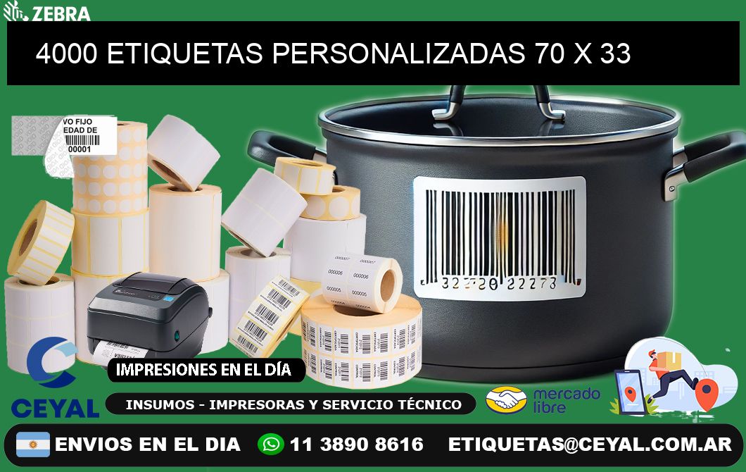 4000 ETIQUETAS PERSONALIZADAS 70 x 33