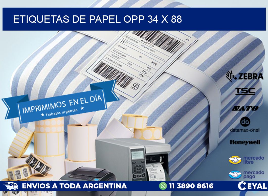 ETIQUETAS DE PAPEL OPP 34 x 88