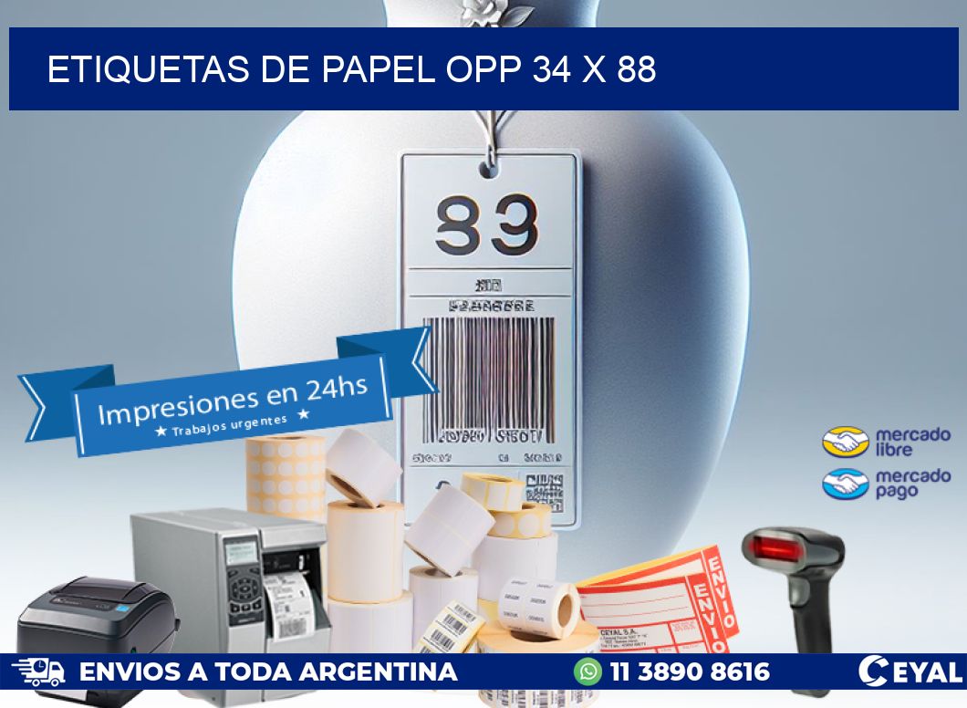 ETIQUETAS DE PAPEL OPP 34 x 88