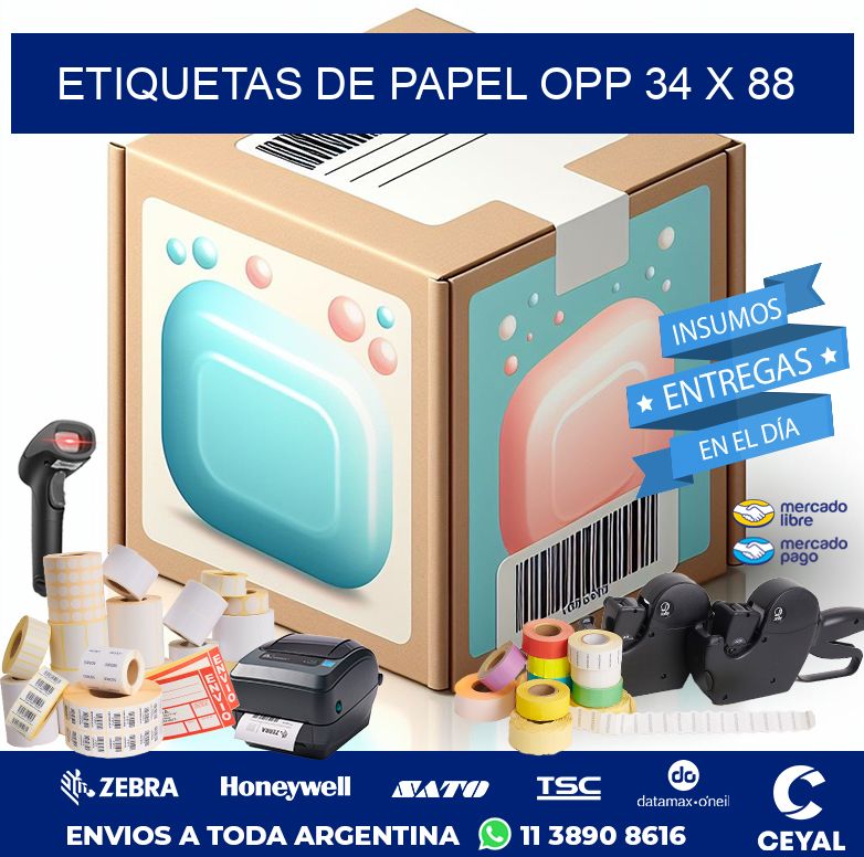 ETIQUETAS DE PAPEL OPP 34 x 88