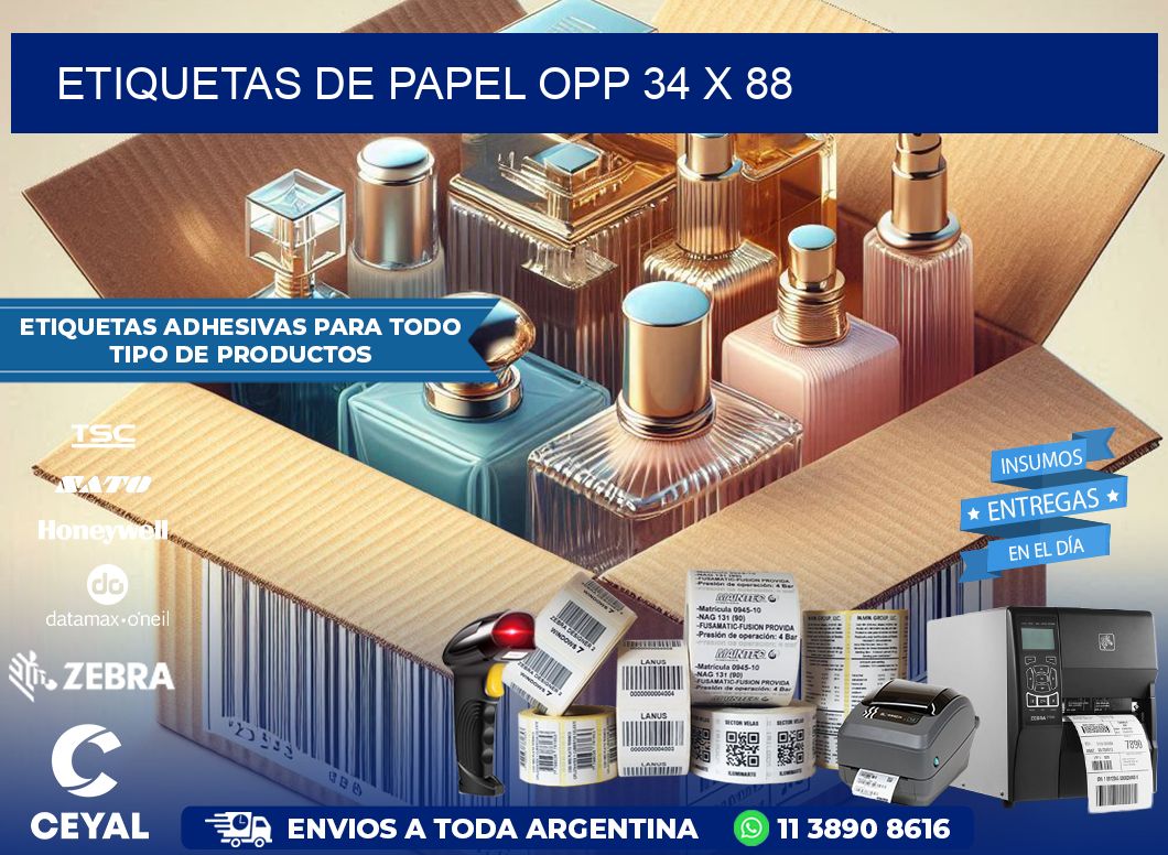 ETIQUETAS DE PAPEL OPP 34 x 88