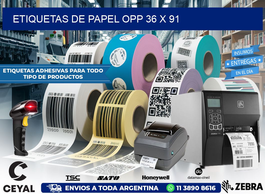 ETIQUETAS DE PAPEL OPP 36 x 91