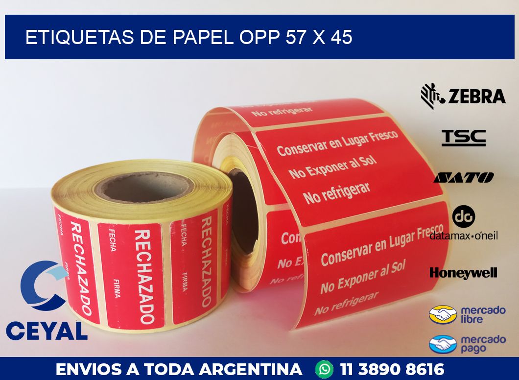 ETIQUETAS DE PAPEL OPP 57 x 45