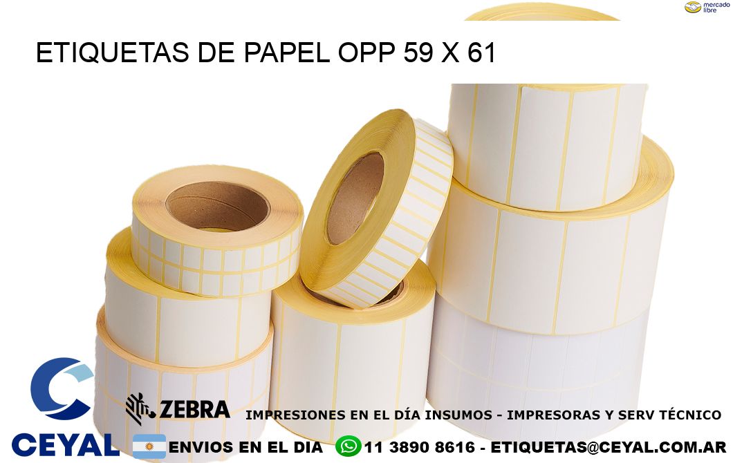 ETIQUETAS DE PAPEL OPP 59 x 61