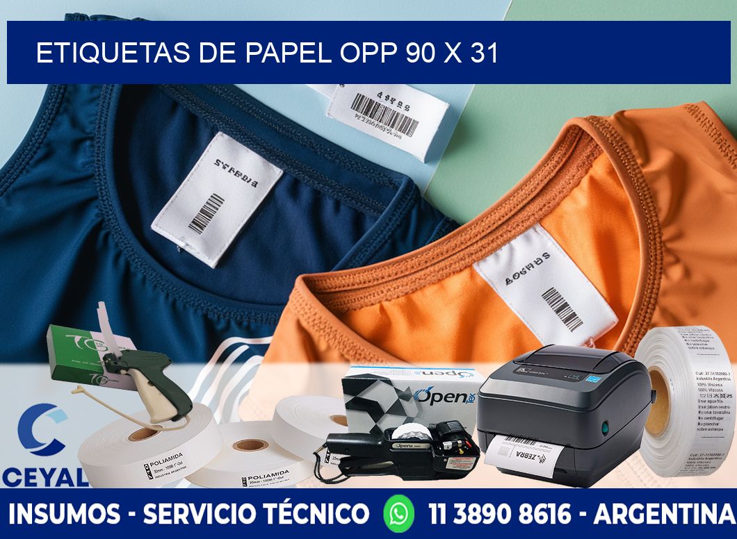 ETIQUETAS DE PAPEL OPP 90 x 31