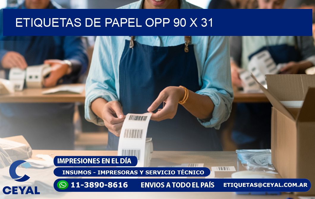 ETIQUETAS DE PAPEL OPP 90 x 31