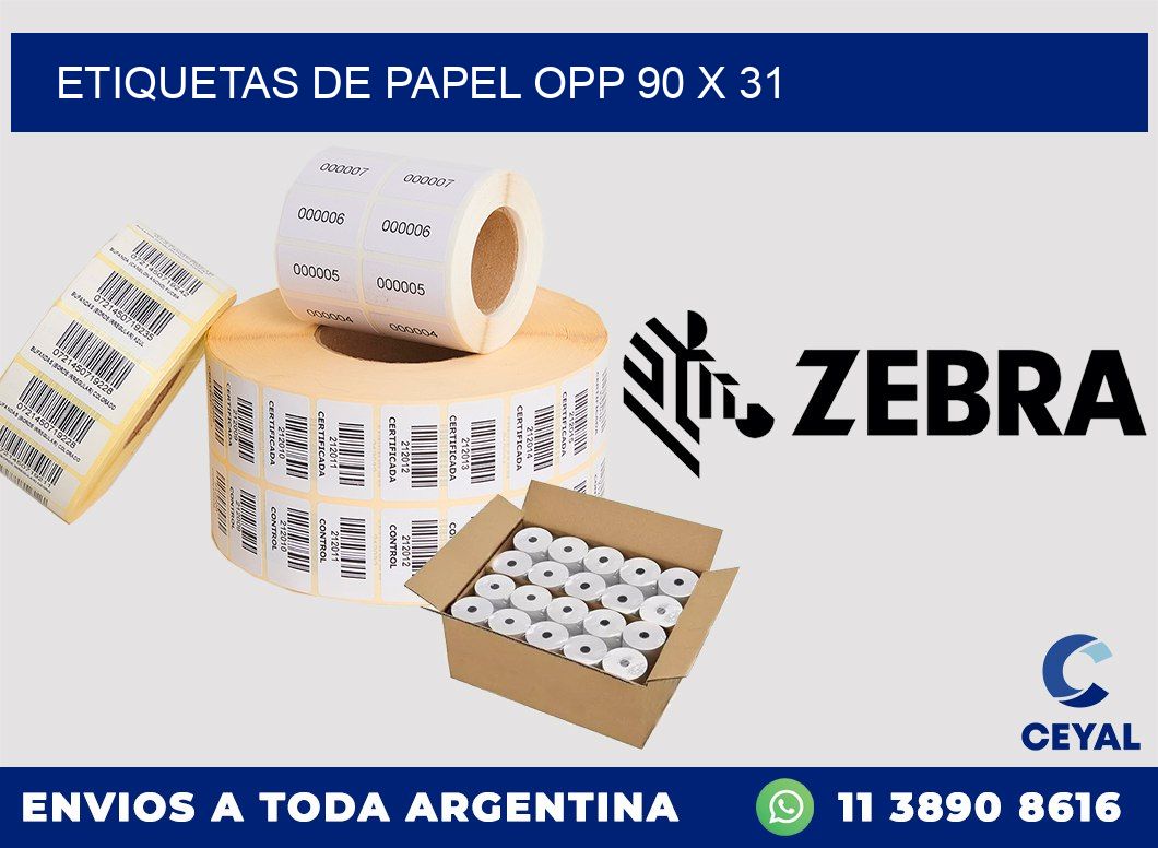 ETIQUETAS DE PAPEL OPP 90 x 31