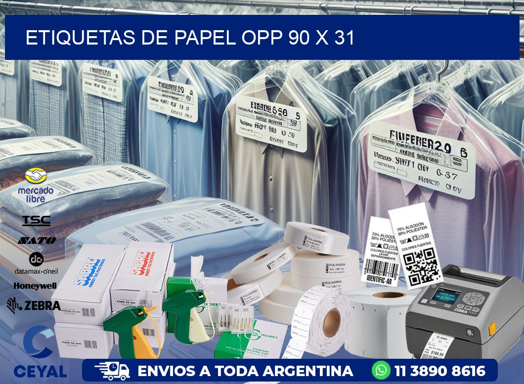 ETIQUETAS DE PAPEL OPP 90 x 31