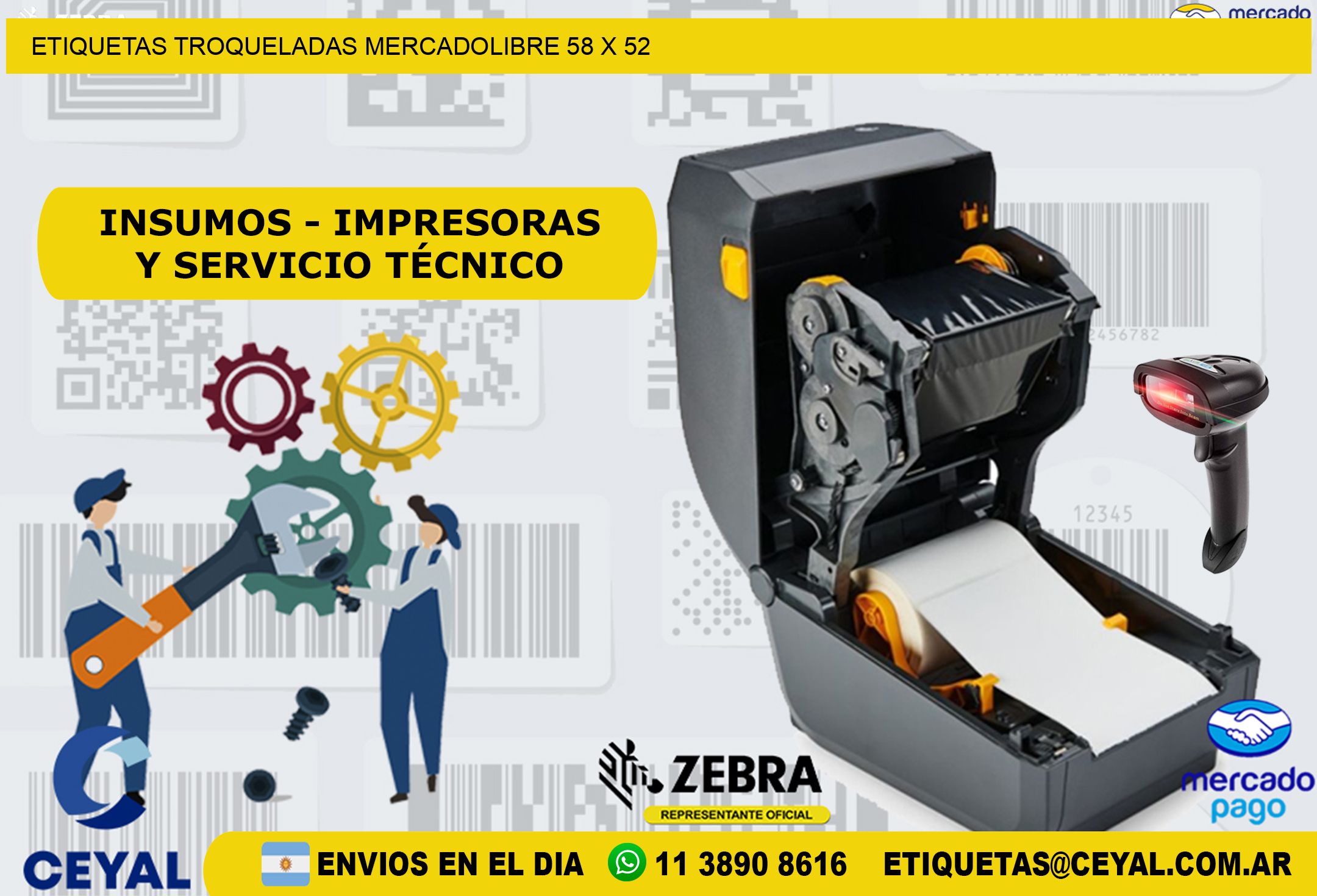 ETIQUETAS TROQUELADAS MERCADOLIBRE 58 x 52