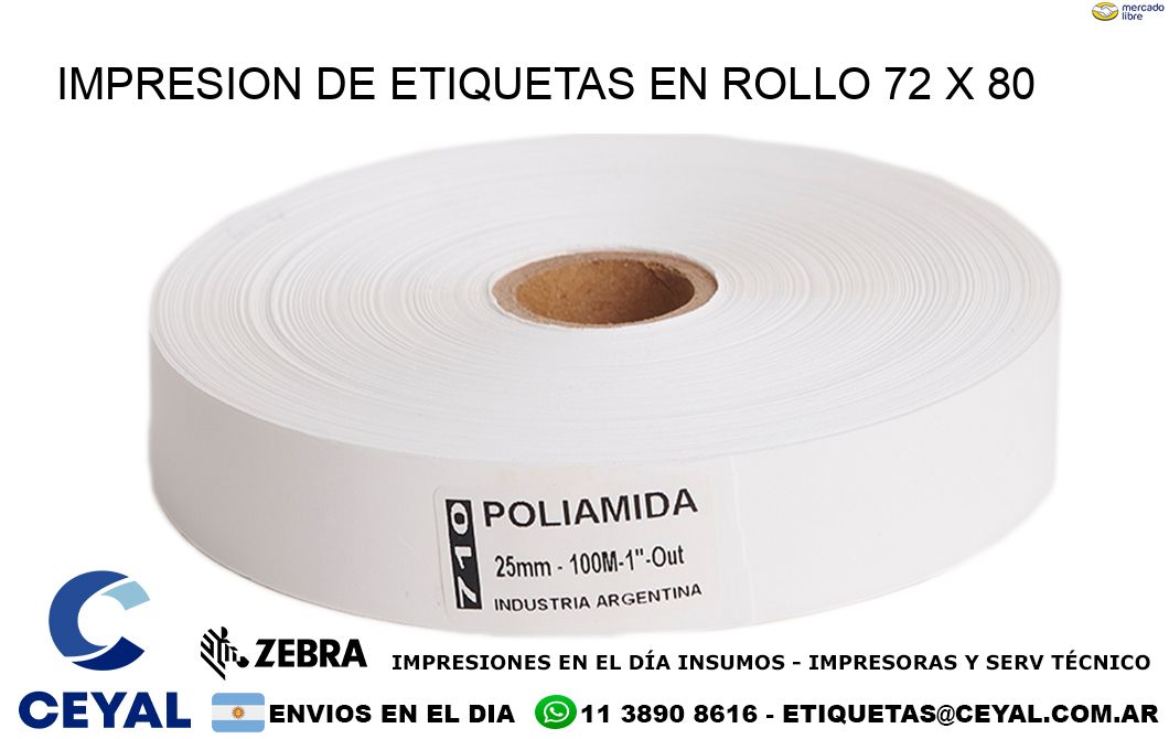 IMPRESION DE ETIQUETAS EN ROLLO 72 x 80