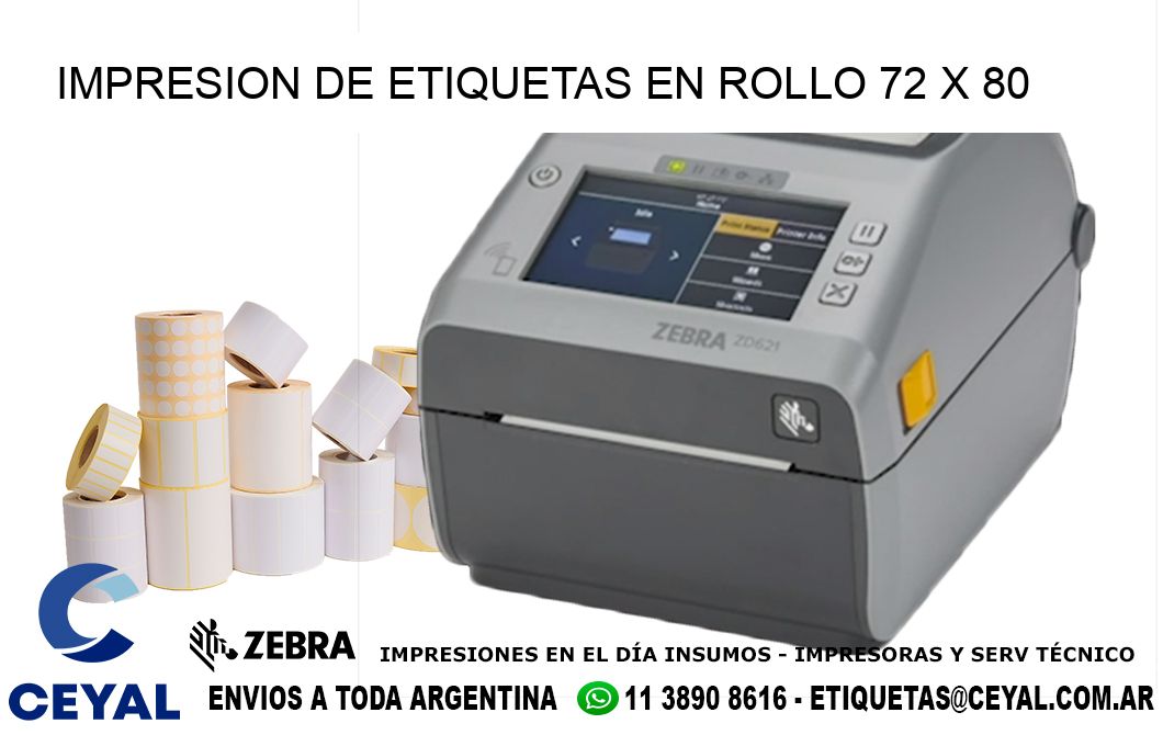 IMPRESION DE ETIQUETAS EN ROLLO 72 x 80