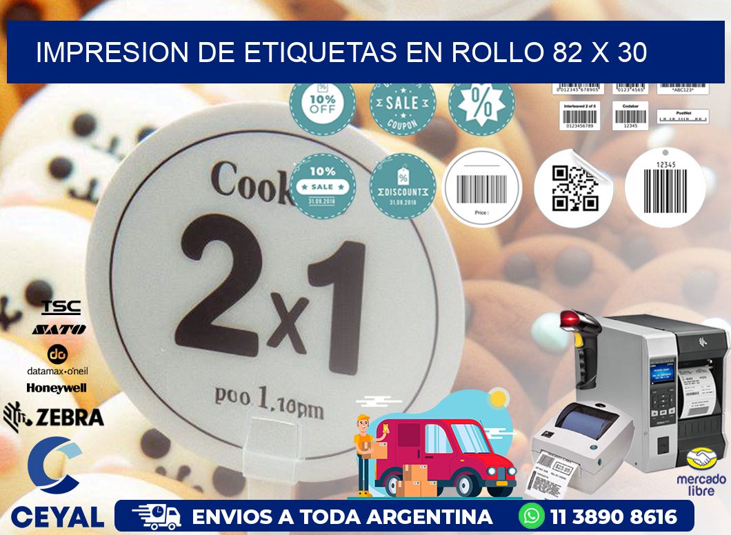 IMPRESION DE ETIQUETAS EN ROLLO 82 x 30