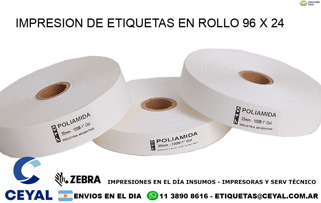 IMPRESION DE ETIQUETAS EN ROLLO 96 x 24