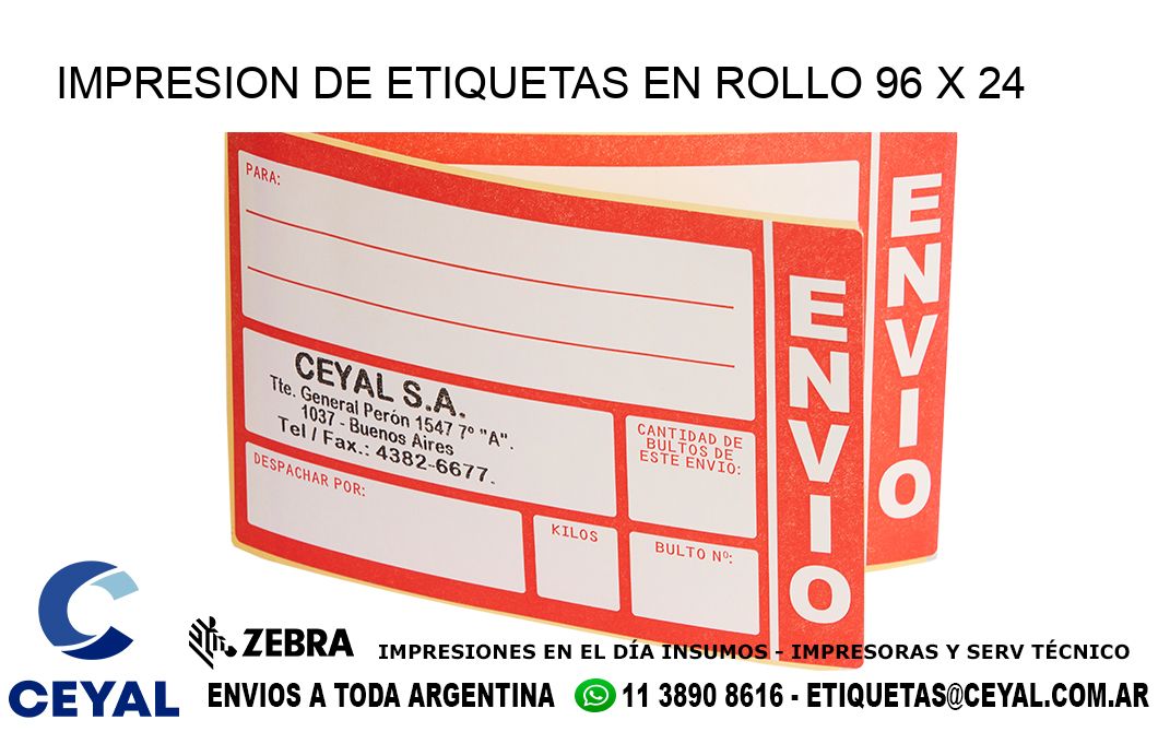 IMPRESION DE ETIQUETAS EN ROLLO 96 x 24