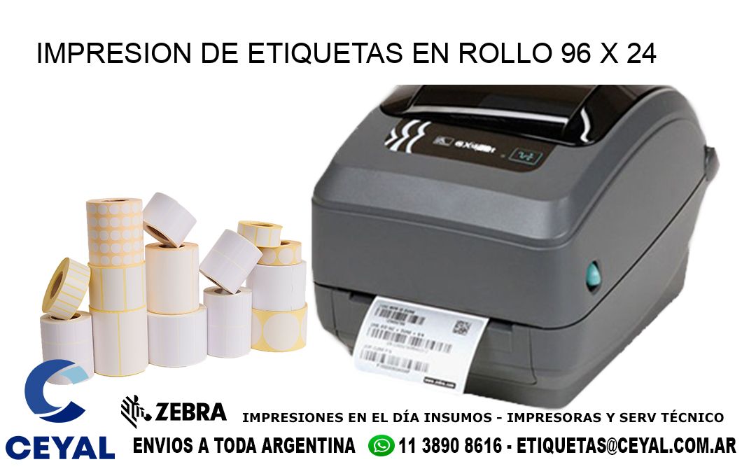 IMPRESION DE ETIQUETAS EN ROLLO 96 x 24