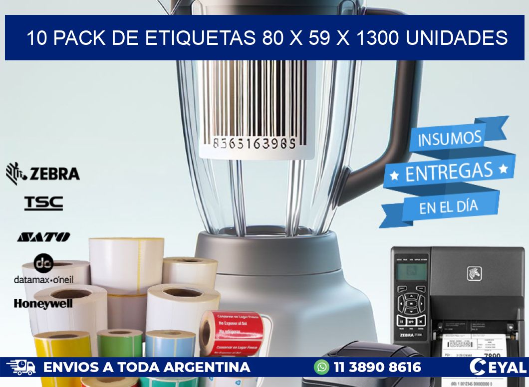 10 PACK DE ETIQUETAS 80 x 59 X 1300 UNIDADES