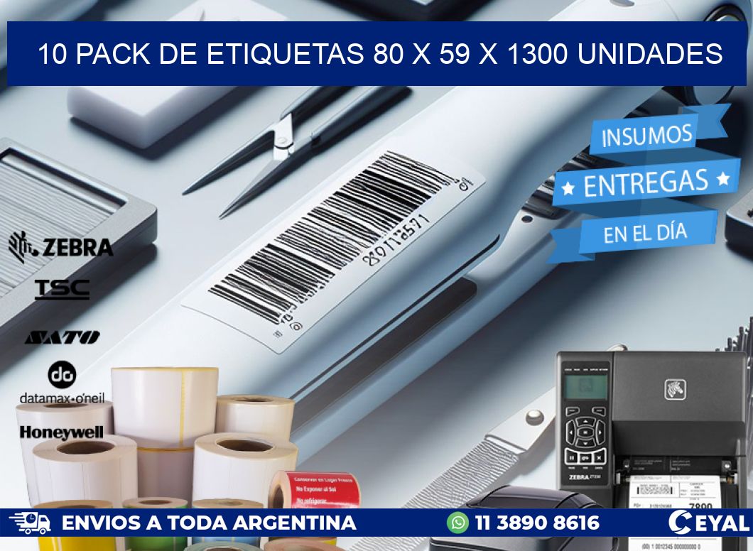 10 PACK DE ETIQUETAS 80 x 59 X 1300 UNIDADES