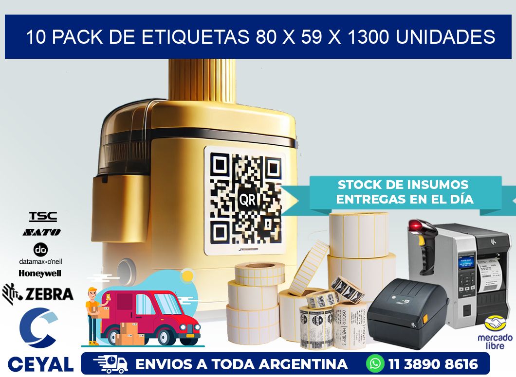 10 PACK DE ETIQUETAS 80 x 59 X 1300 UNIDADES