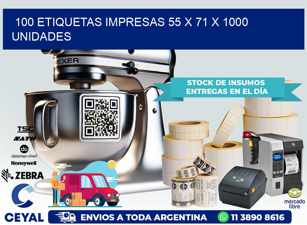 100 ETIQUETAS IMPRESAS 55 x 71 X 1000 UNIDADES