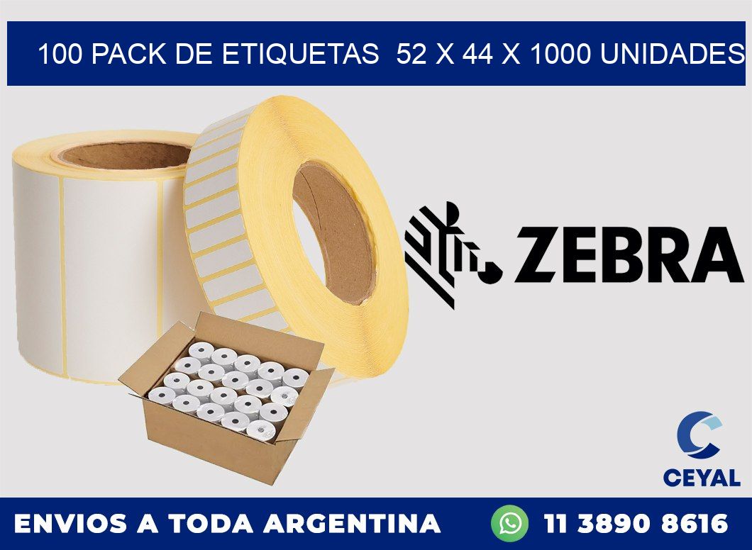 100 PACK DE ETIQUETAS  52 x 44 X 1000 UNIDADES