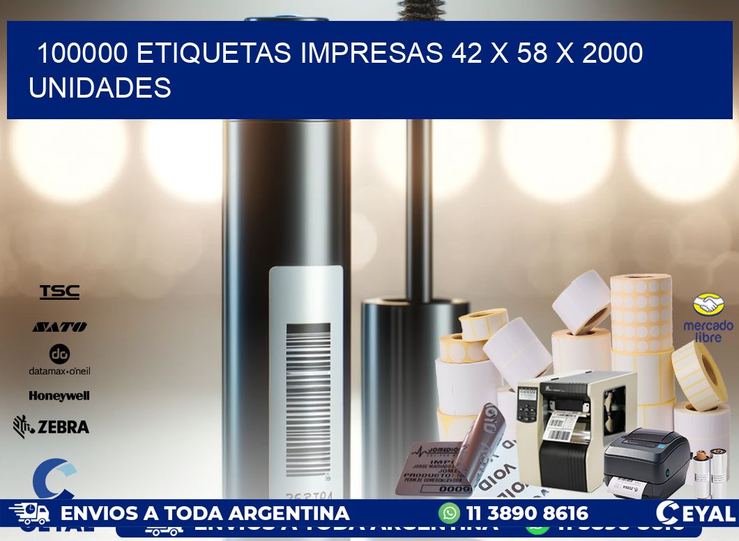 100000 ETIQUETAS IMPRESAS 42 x 58 X 2000 UNIDADES