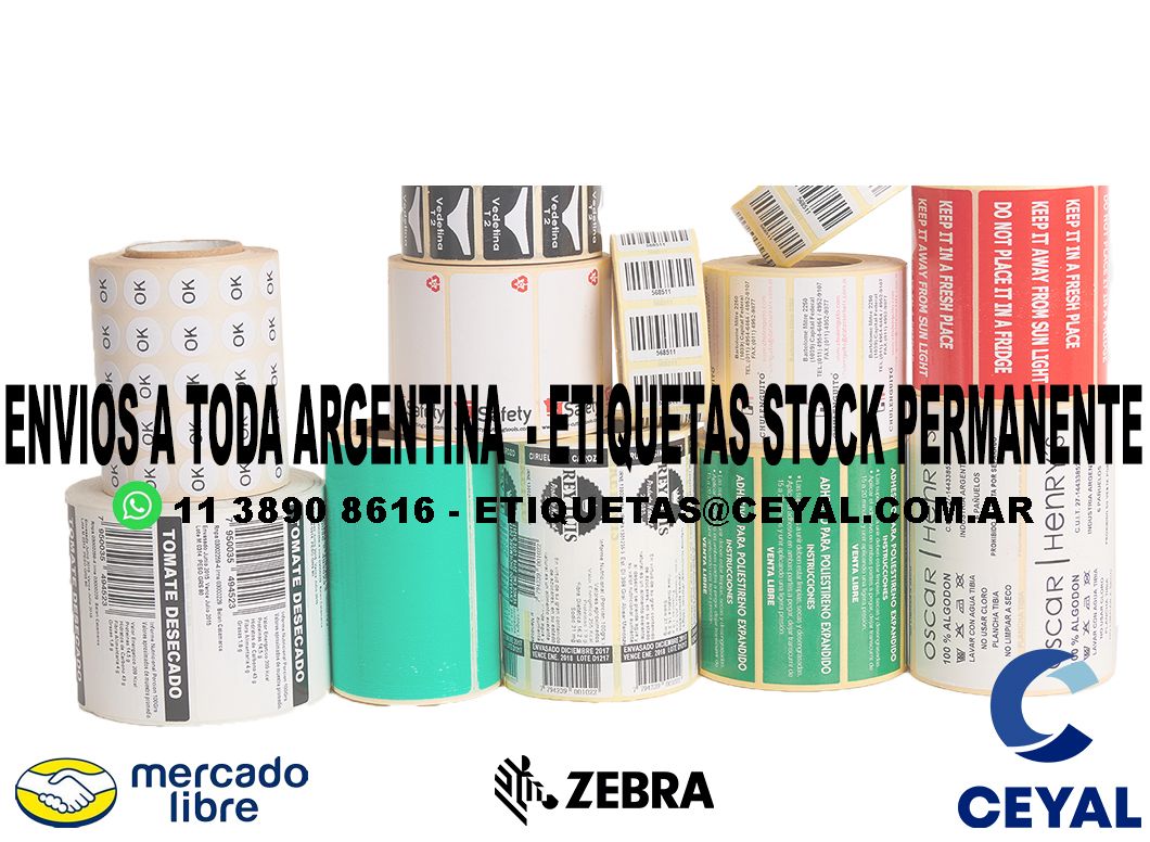 125 ETIQUETAS DE PAPEL TERMICO 57 x 30 x200 UNIDADES