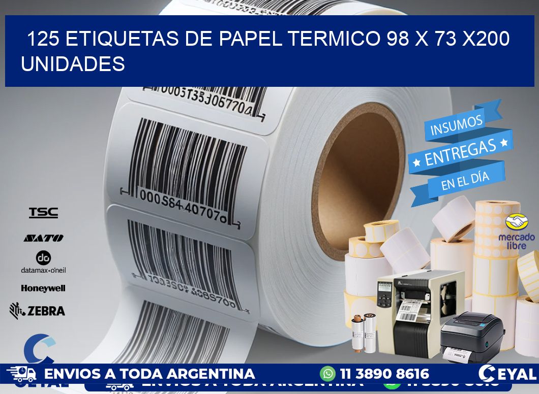 125 ETIQUETAS DE PAPEL TERMICO 98 x 73 x200 UNIDADES