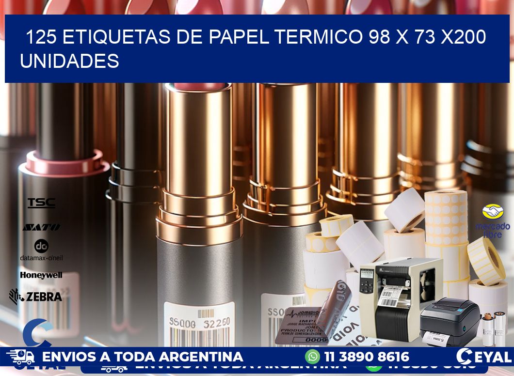 125 ETIQUETAS DE PAPEL TERMICO 98 x 73 x200 UNIDADES