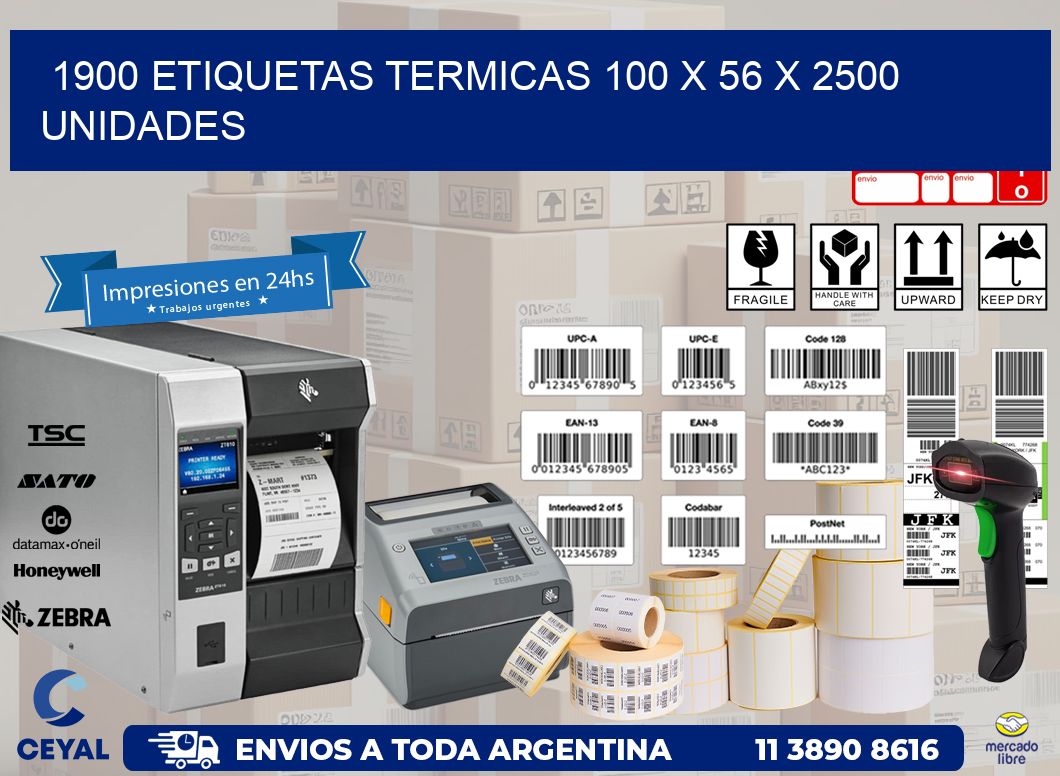 1900 ETIQUETAS TERMICAS 100 x 56 X 2500 UNIDADES