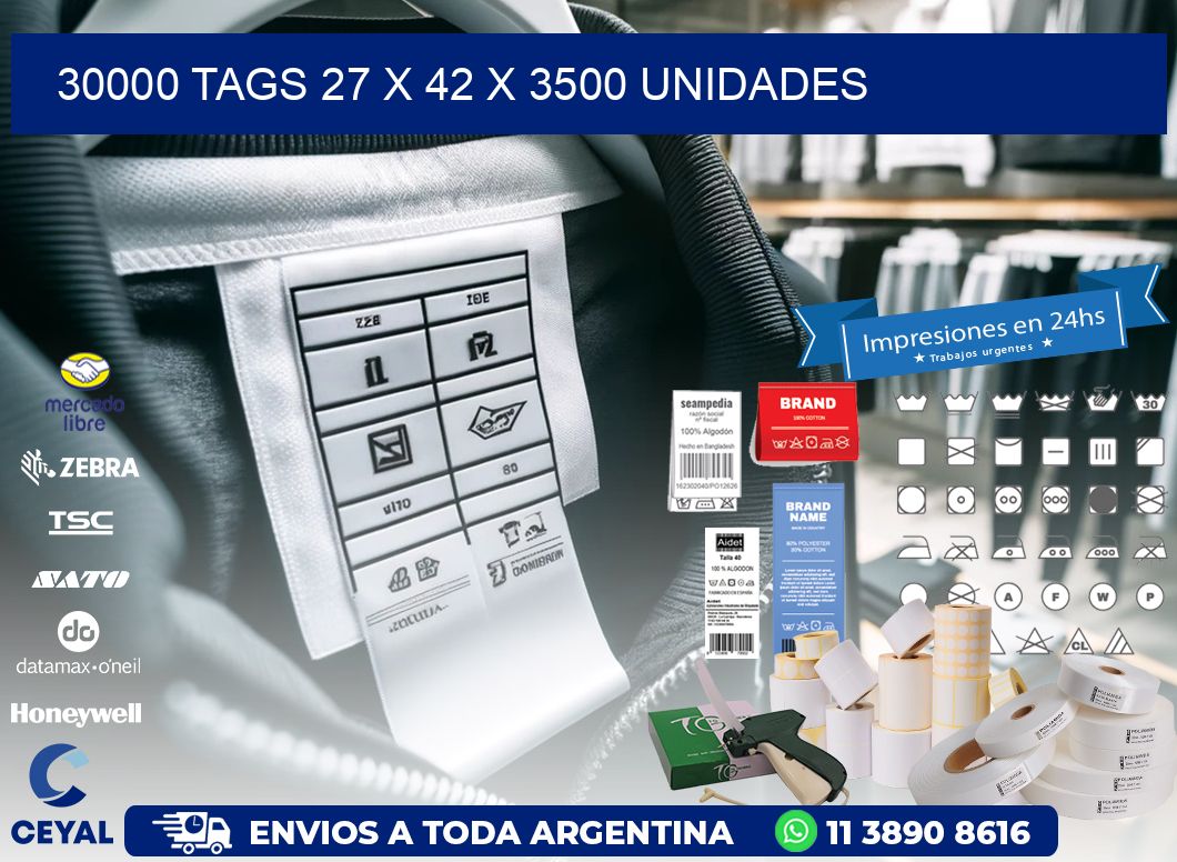 30000 TAGS 27 x 42 X 3500 UNIDADES