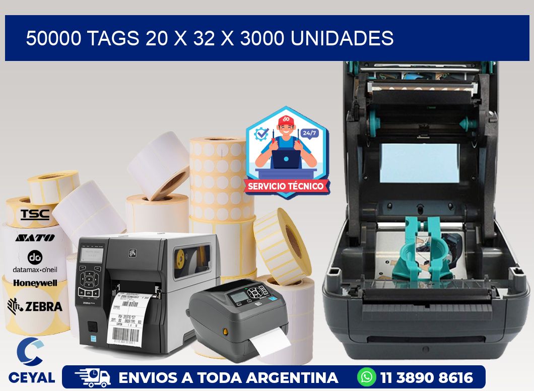 50000 TAGS 20 x 32 X 3000 UNIDADES