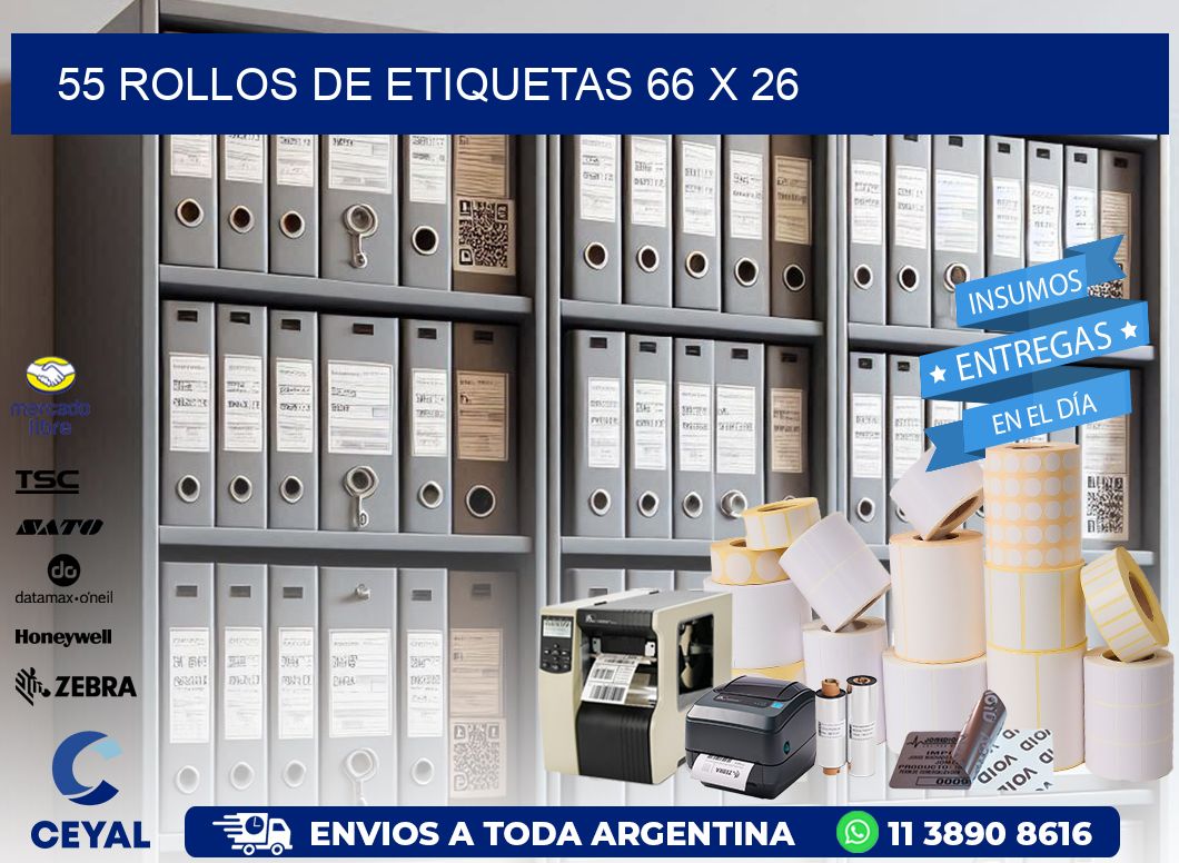 55 ROLLOS DE ETIQUETAS 66 x 26