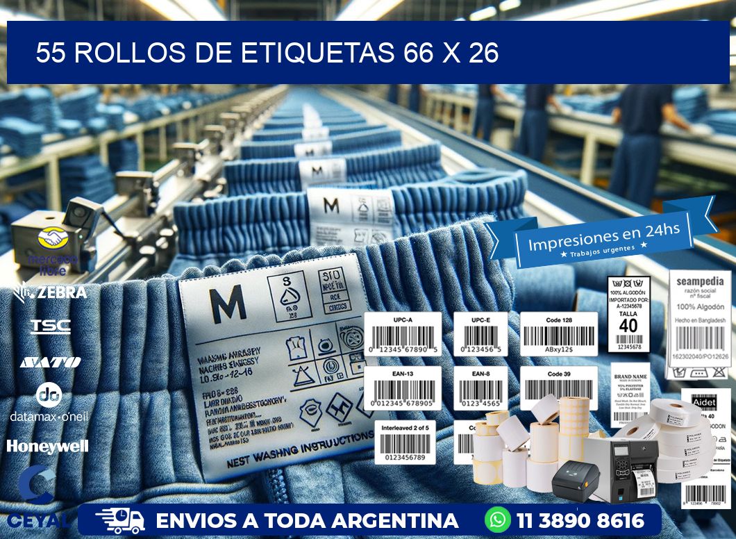 55 ROLLOS DE ETIQUETAS 66 x 26