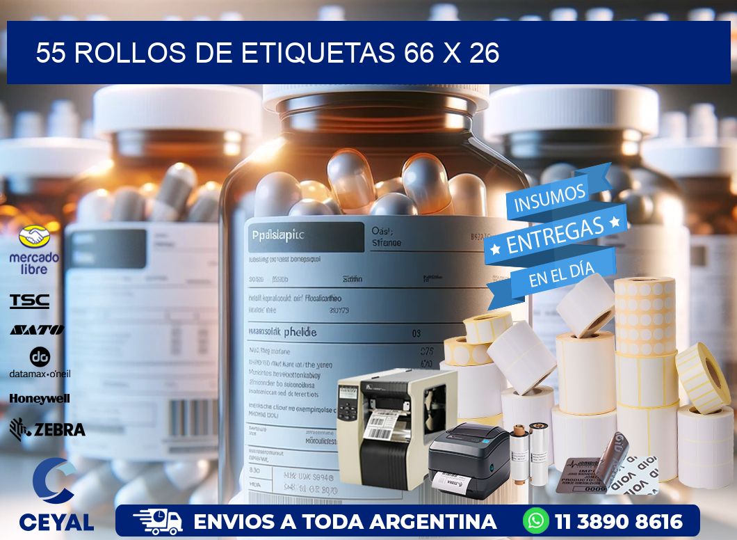 55 ROLLOS DE ETIQUETAS 66 x 26